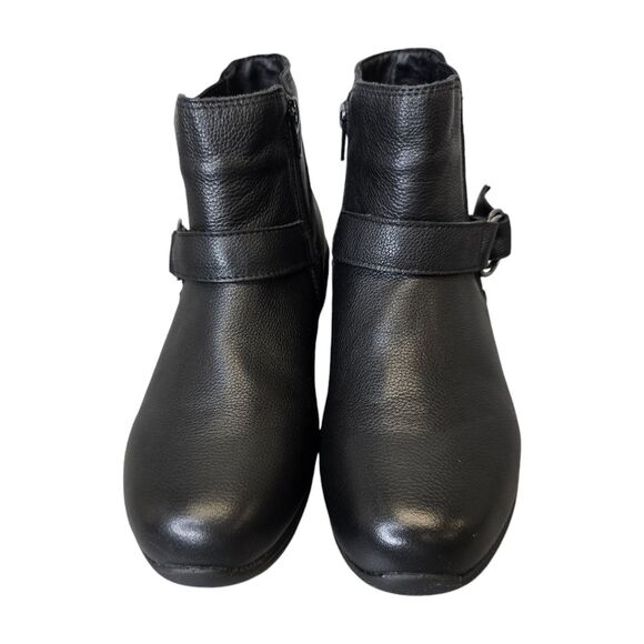 Skechers Womens 6 Arya Mod Squad Black Memory Foam Leather Ankle Wedge Booties - Picture 3 of 15